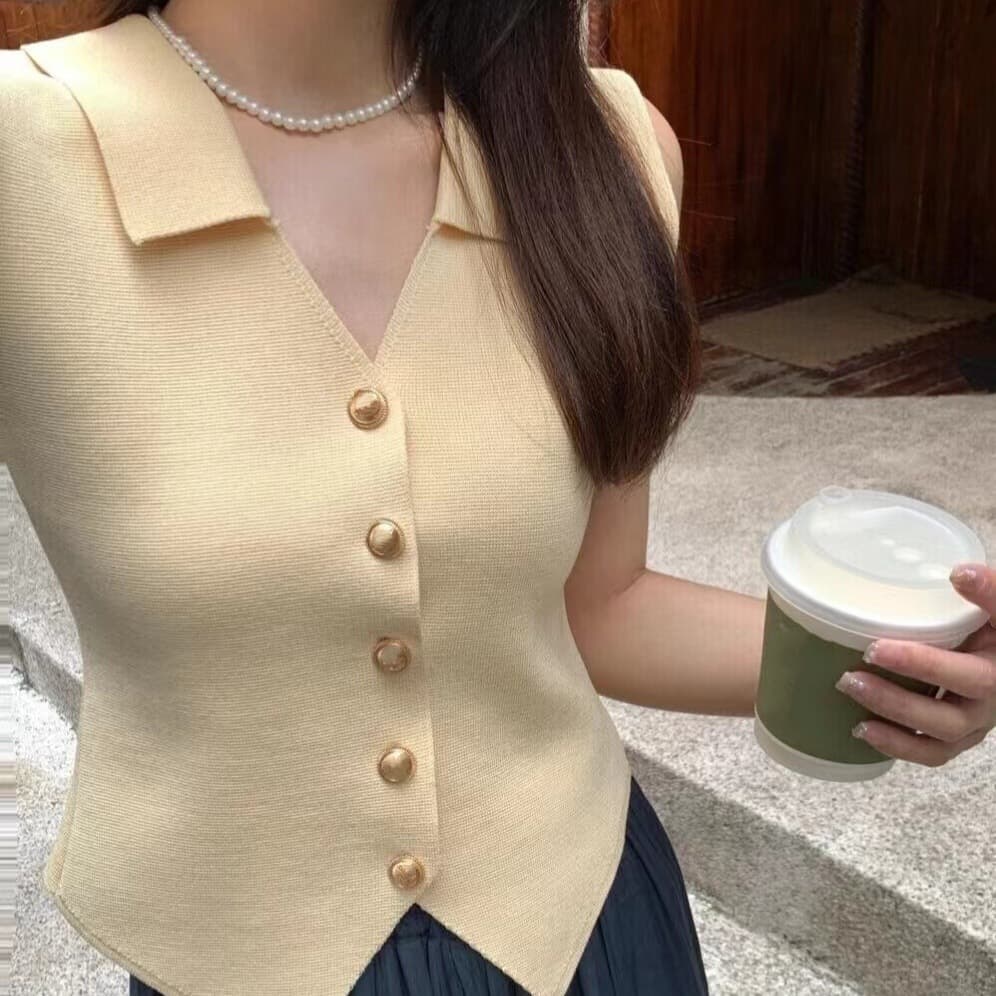Korean Style Knitted Vest Sleeveless Cardigan Women's Thin 2024 Summer Outer Wear Shoulder Cape Open Front Collarless Sleeveless Top