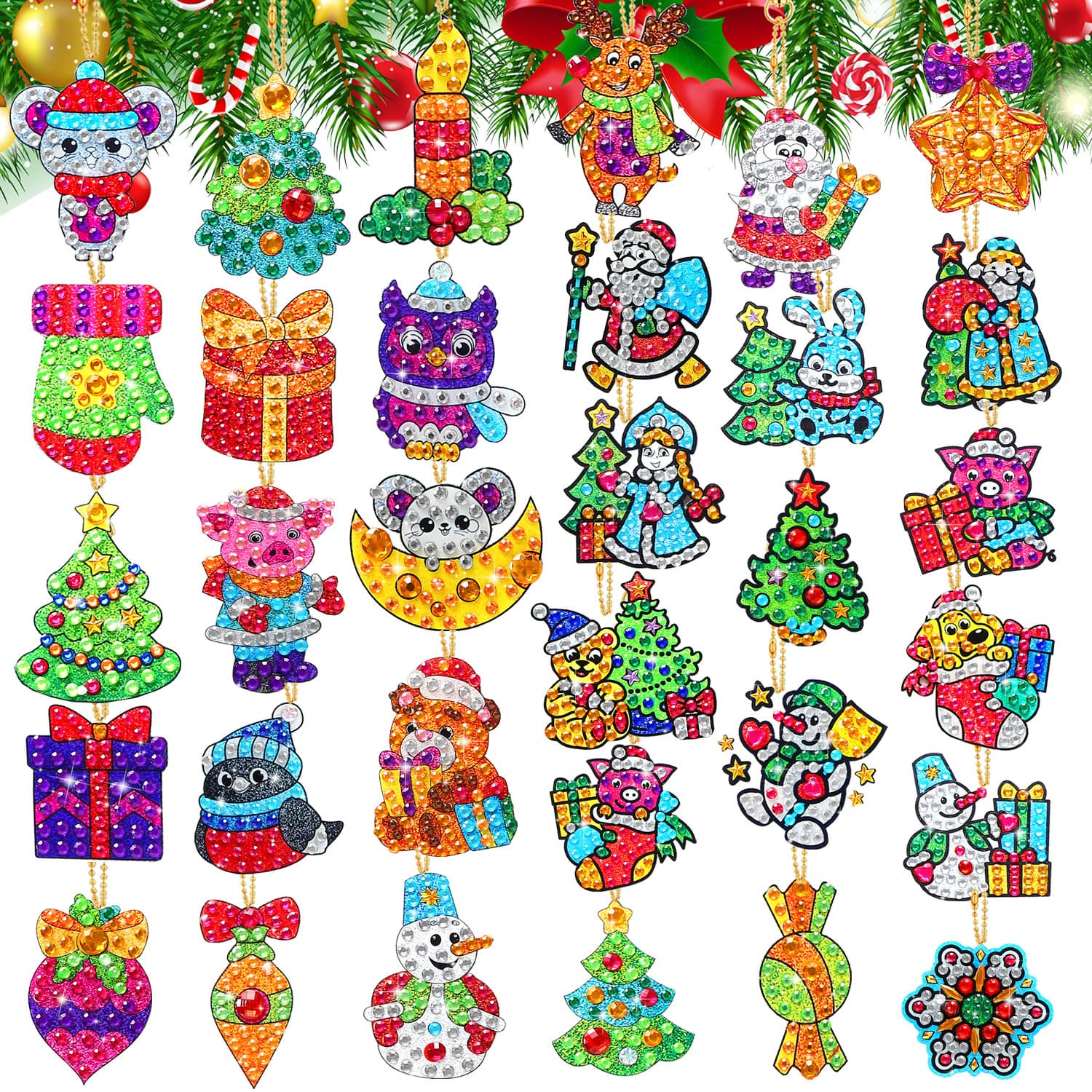 New DIY Christmas Series Keychain Diamond Painting Handmade Educational Diamond Dot Kit Decorative Pendant Factory Wholesale
