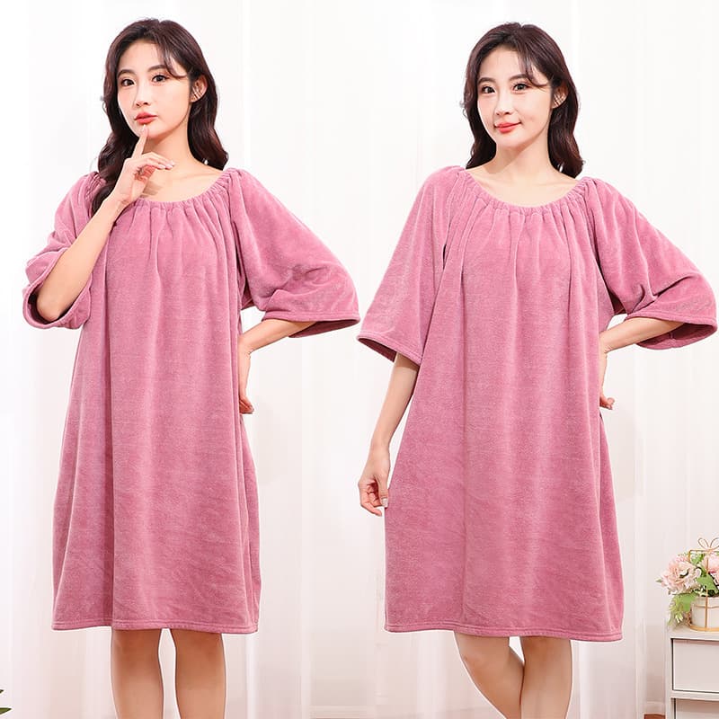 New beauty salon bathrobe/massage dress with off-shoulder design, sleeveless, suitable for home use, absorbent, quick-drying, and thickened.