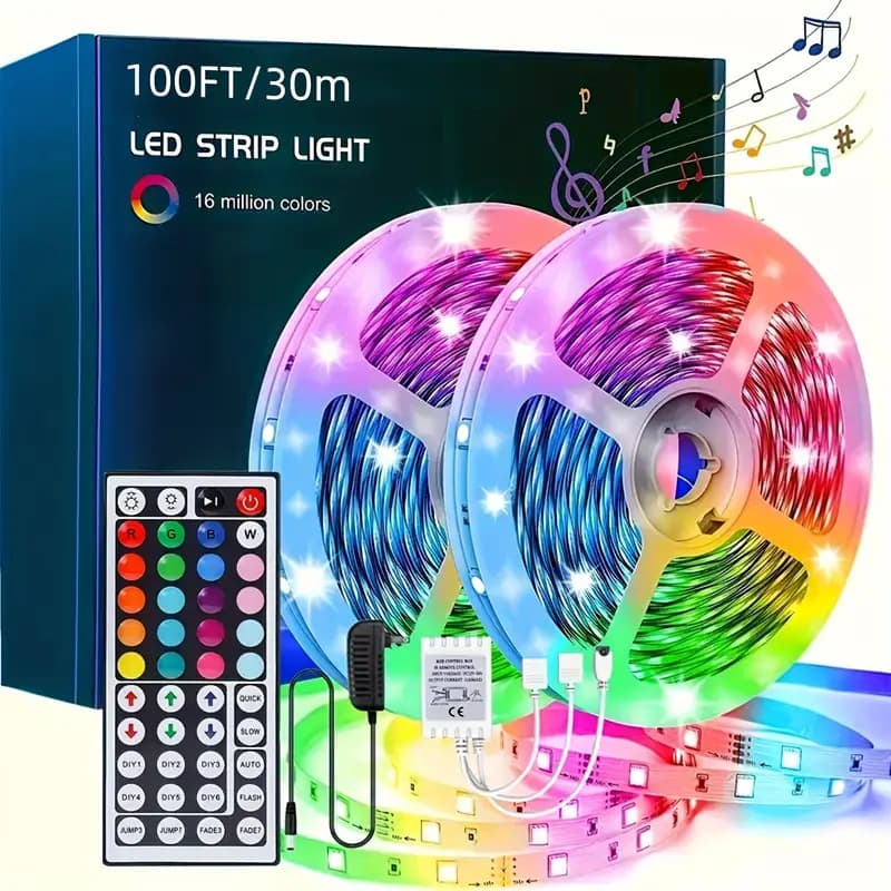 Cross-border 12v LED light strip 44 keys Bluetooth self-adhesive colorful atmosphere light RGB light strip set strip light