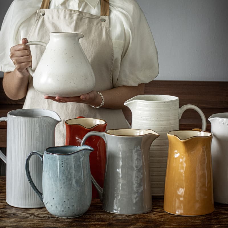 Multi-Purpose Kettle Collection Household Large Capacity Cold Water Pitcher Wholesale Retro Ceramic Flower Vase Decorative Handle Pot