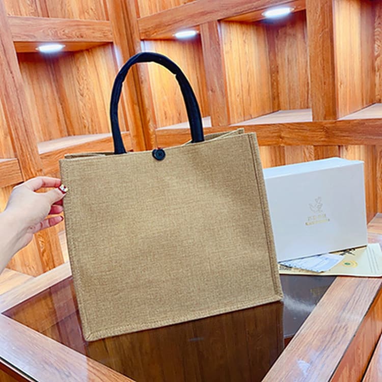 Plain Solid Linen Bag Cross-border Cotton Linen Tote Bag Customizable with Logo Handbag Commuter Tote