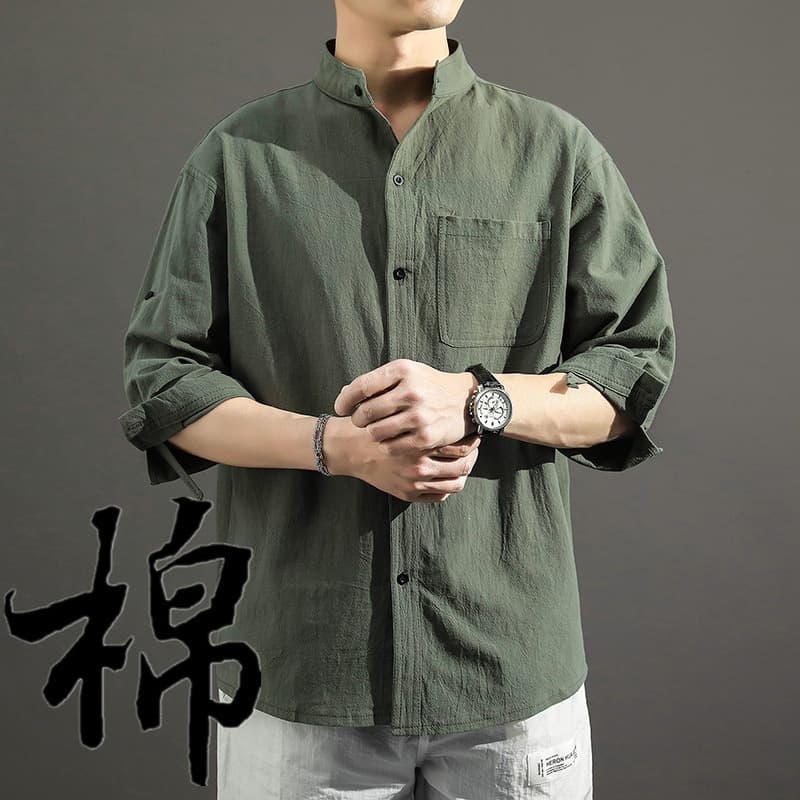 Linen shirt men's long-sleeved autumn versatile Chinese style men's shirt loose men's jacket cotton and linen casual top