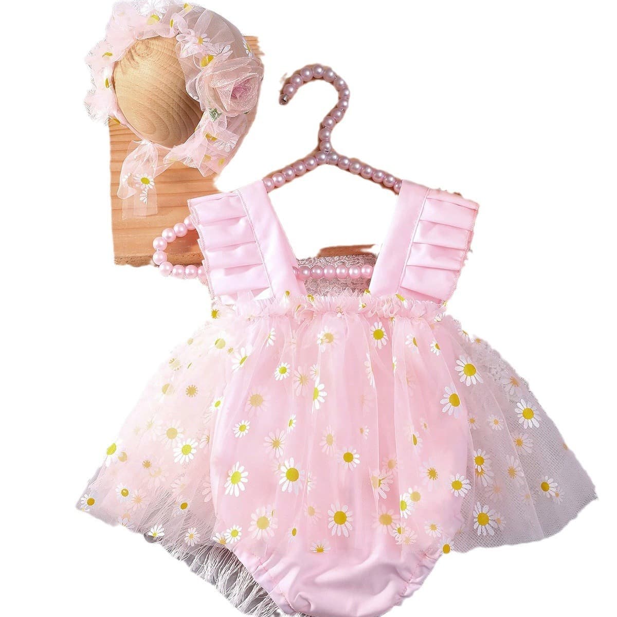 Cross-border Girls Korean-style Tutu Dress Mesh Strap Bodysuit Romper 100 Days Photo Studio Chiffon Daisy Princess Dress