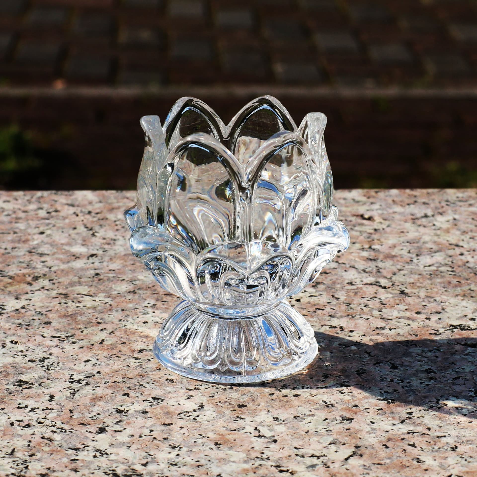 Crystal Glass Lotus Butter Candle Cup, Buddha Offering Lamp, Butter Lamp, Glass Candle Holder, Long-Burning Lamp Base Wax Cup