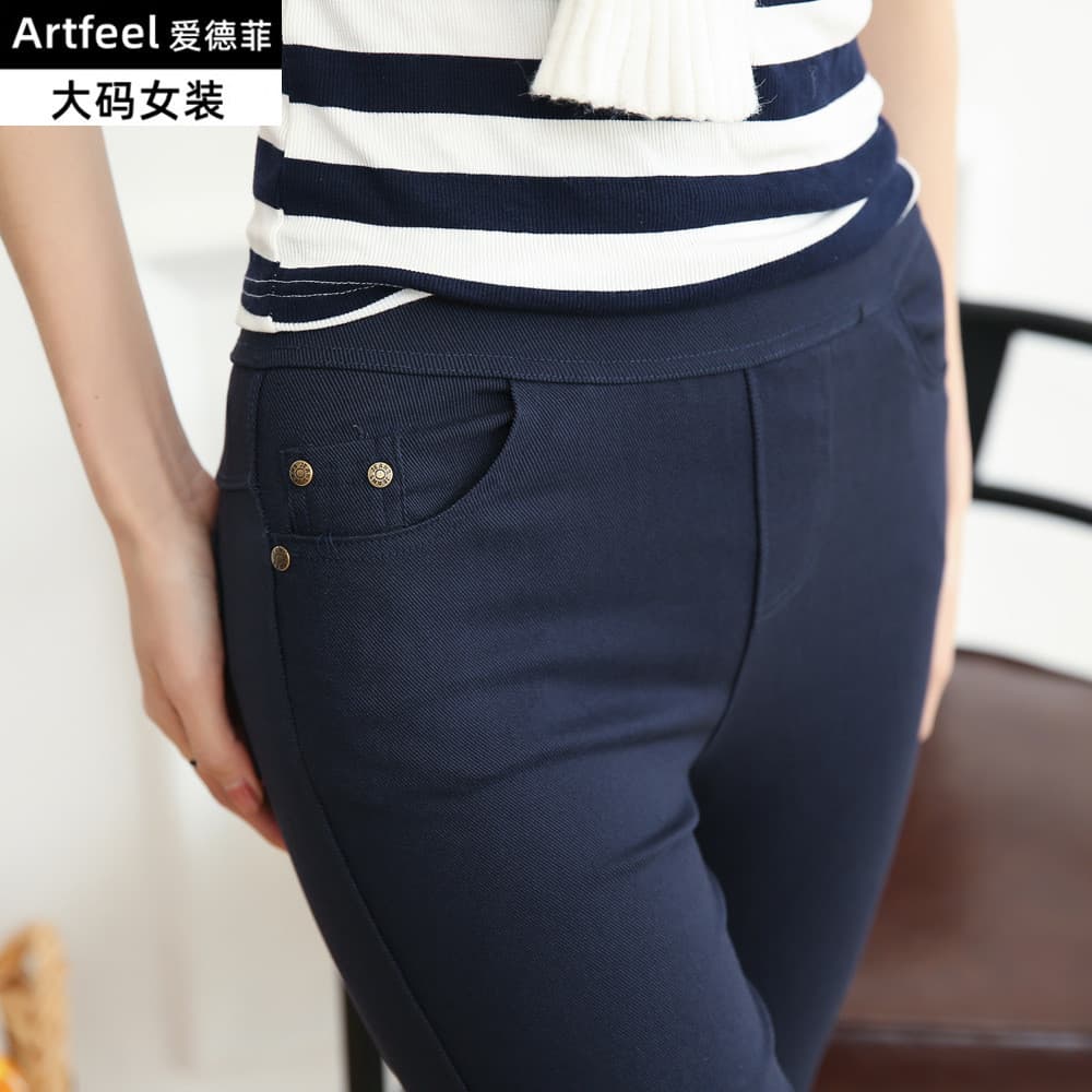 Cross-border New Button Pocket Capri Pants for Women Spring Style Plus Size Fat mm Outerwear Leggings Drop Shipping Agent