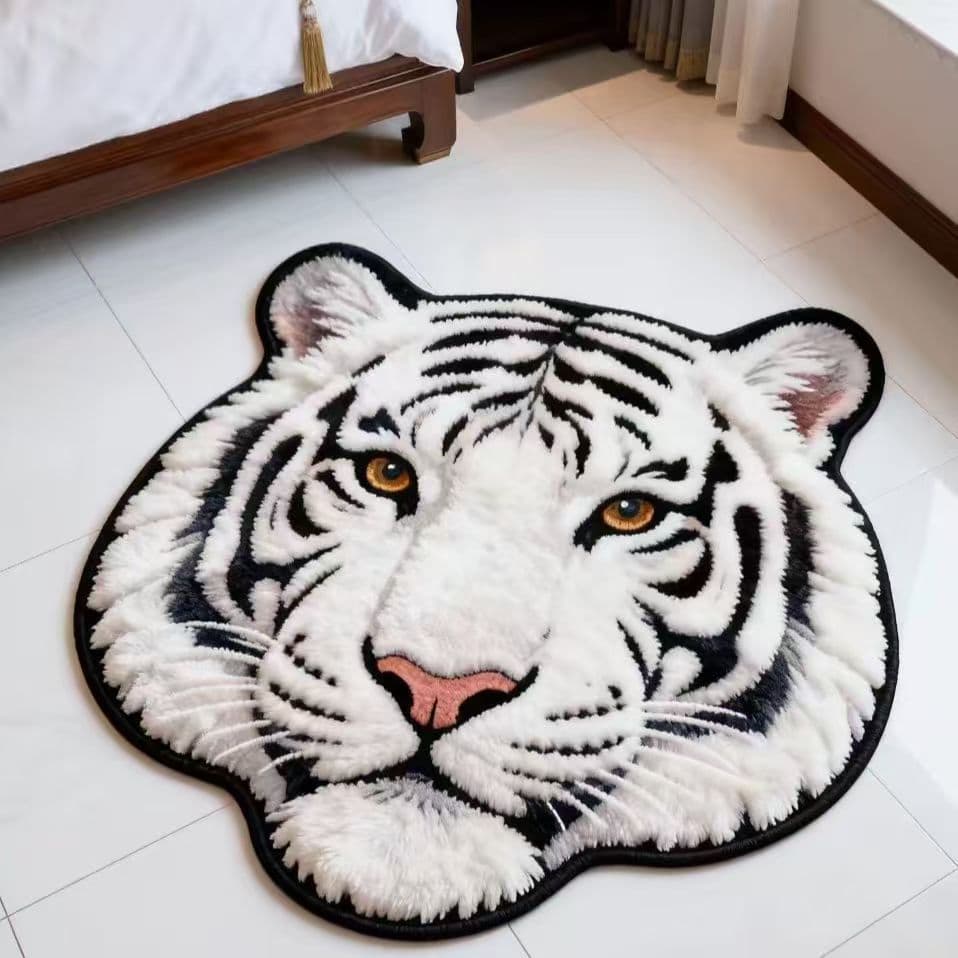 Cross-Border Tiger-Shaped Imitation Cashmere Living Room Sofa Coffee Table Carpet Home Bedroom Bedside Rug Soft Non-Slip Floor Mat