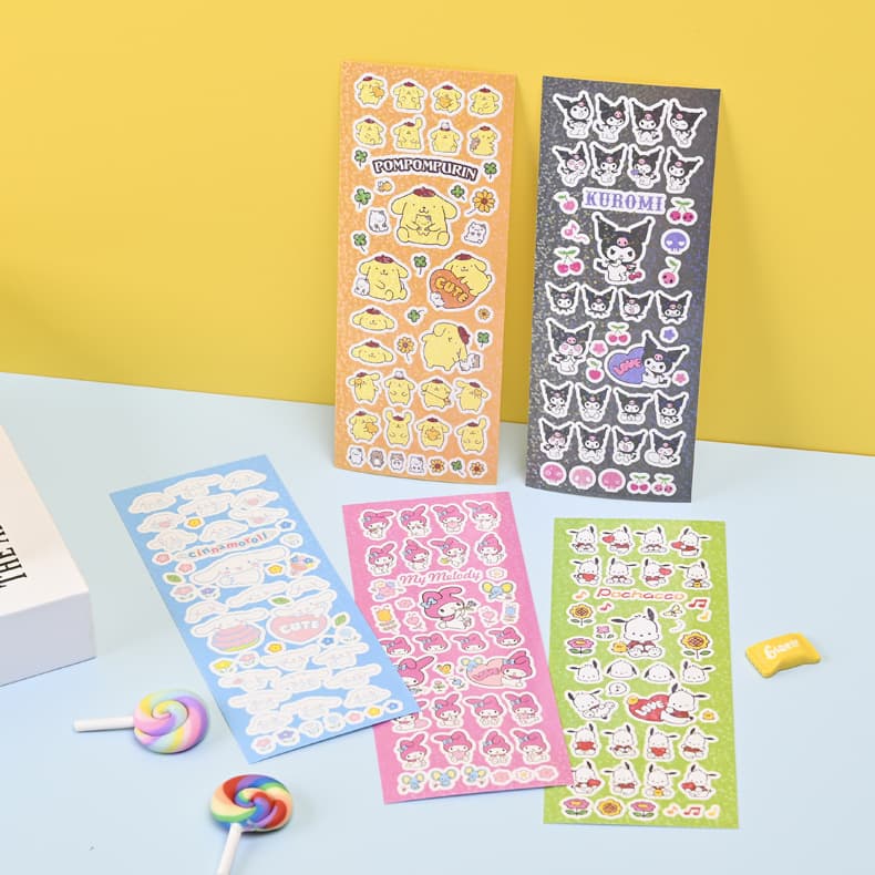 Cartoon Sanrio Laser Gu Card Stickers, Journal Stationery DIY Stickers, Phone and Luggage Decorative Stickers Supply