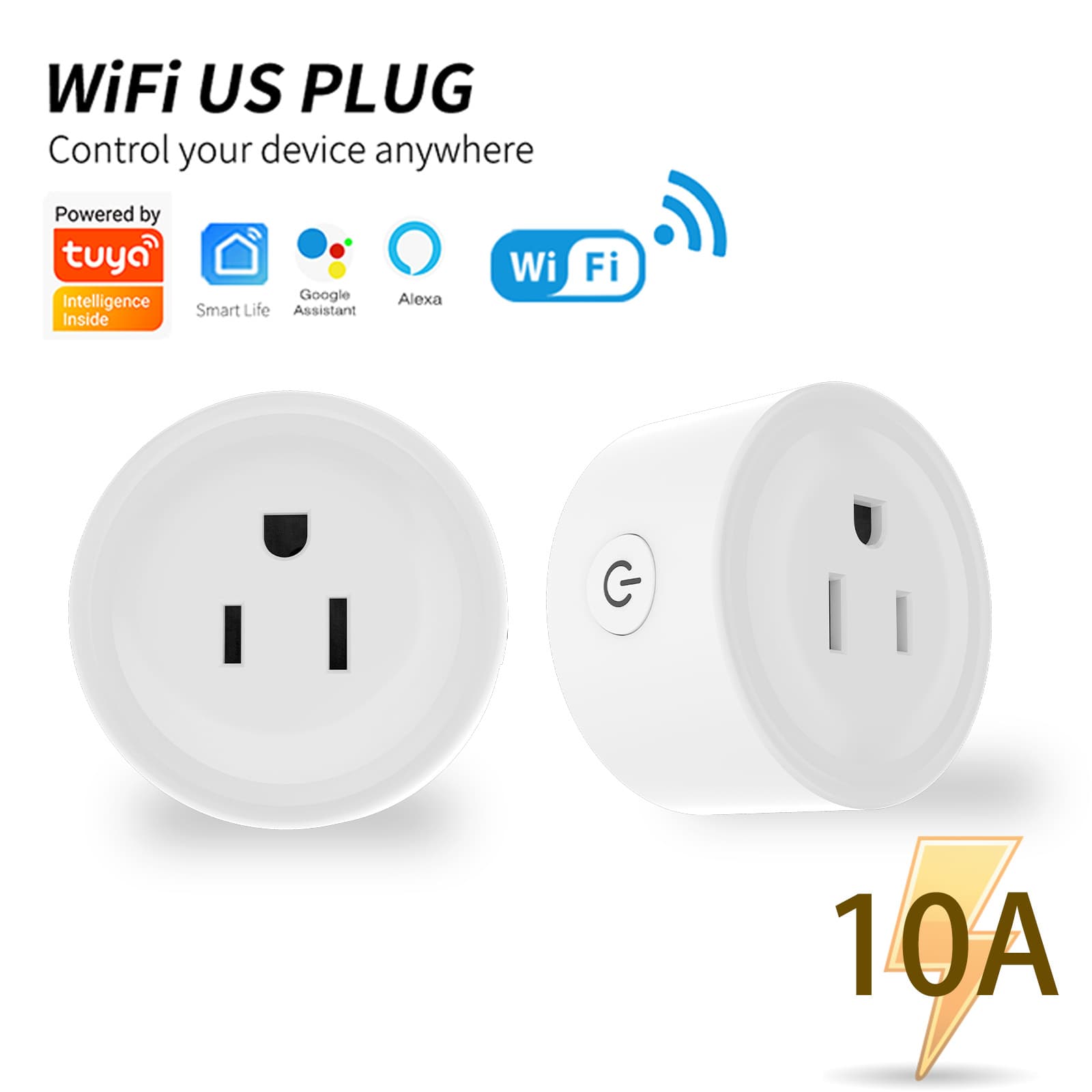 Factory wholesale graffiti smart WiFi sockets (US standard), remote control via mobile app, Alexa voice control, and timer.