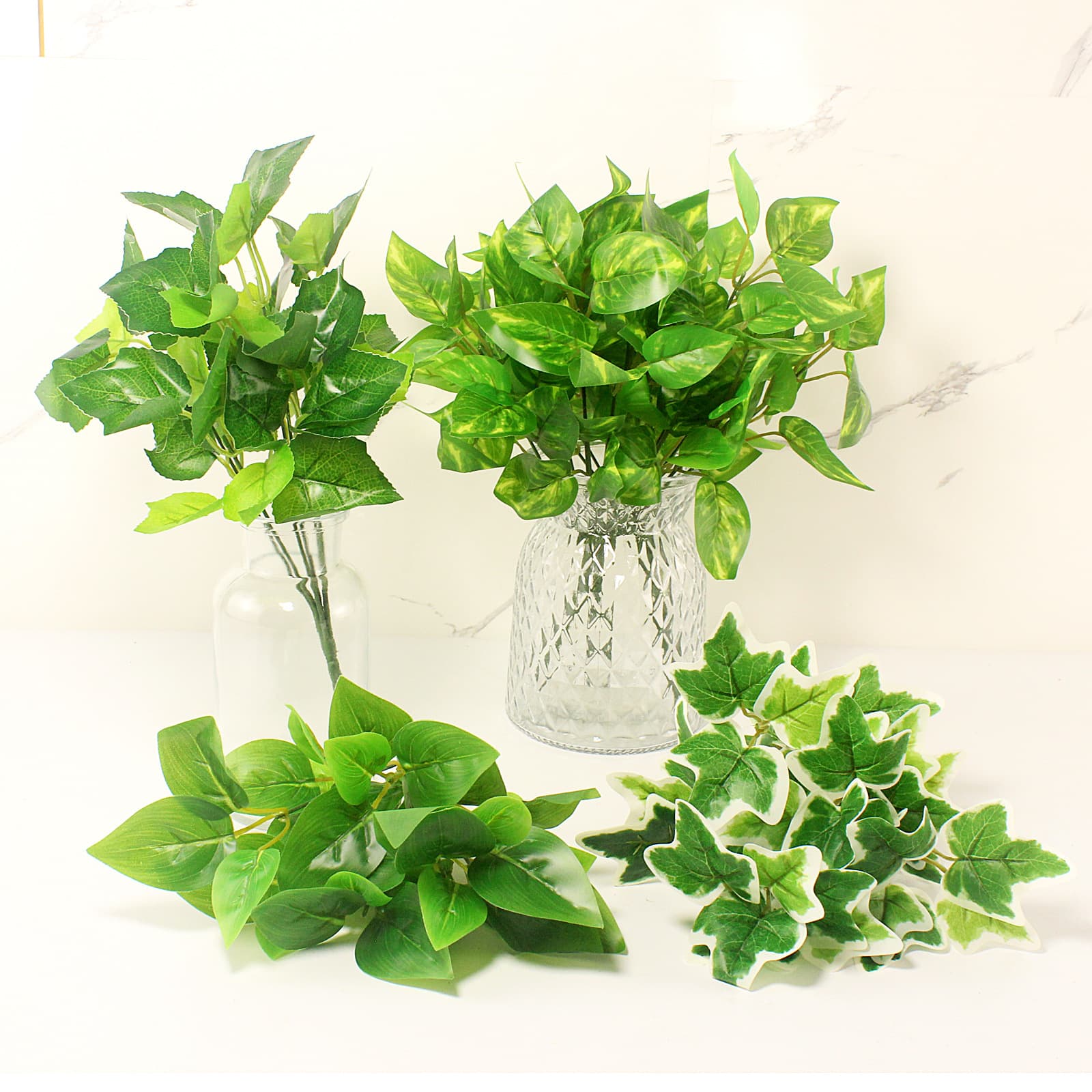 Artificial simulation leaves, pothos, monstera, outdoor plant wall, green wall landscaping decoration, potted plants, flower arrangement, green leaves