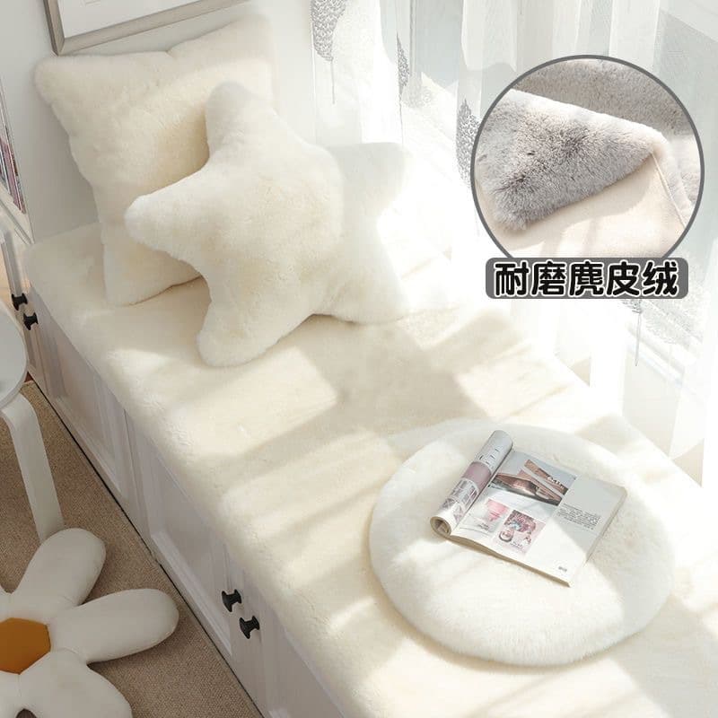 Bay Window Cushion, Windowsill Pad 2023 New Imitation Rabbit Fur Seat Cushion, Tatami Balcony Mat, Viral Bedroom Rug with Petting Sensation