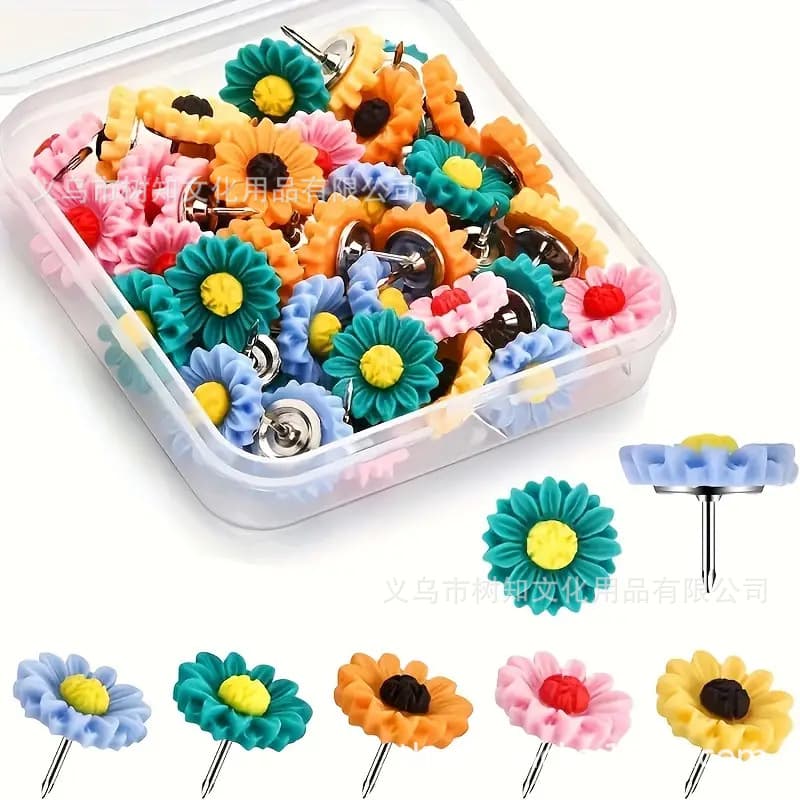 Cross-border factory sunflower resin thumbtacks, large-head shaped push pins, decoration DIY binding pins
