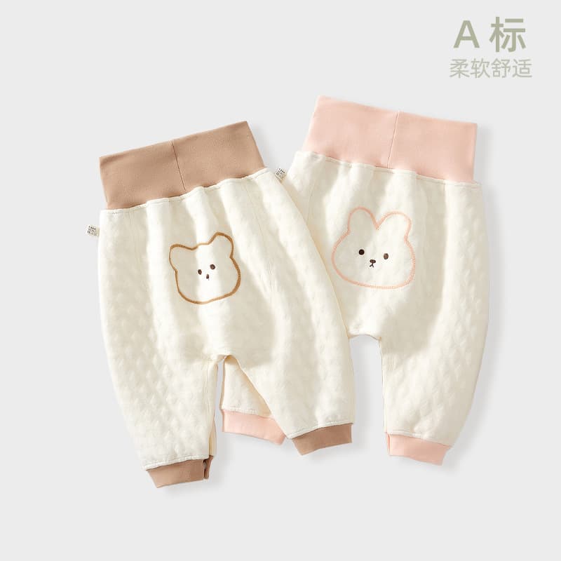 Baby Pants for Autumn and Winter, Easy Diaper Change, Cotton Belly Protection, Split Open Buckle, Snap Closure, Suitable for Spring and Autumn, Cotton Pants for Outer Wear
