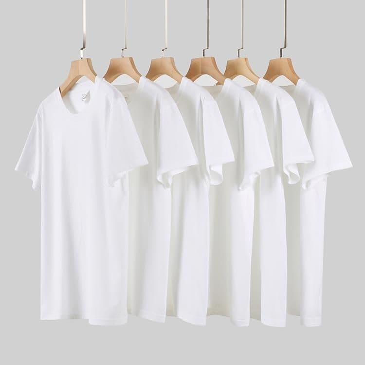 Women's Short Sleeve Solid Color Bottom Template European And American Size Heat Transfer Printing Group Polyester Fabric T-Shirt