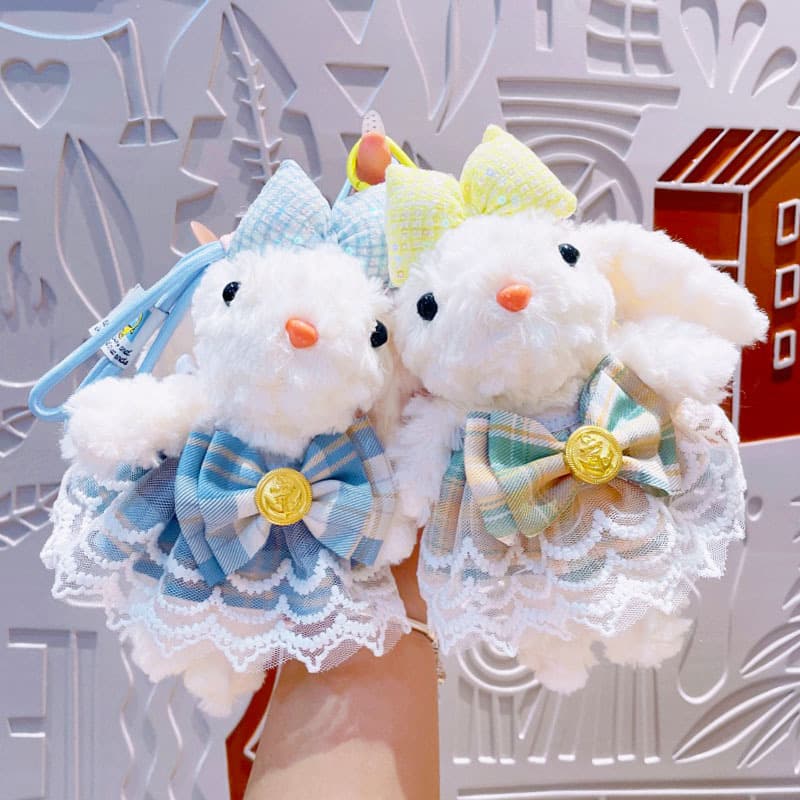 Original Dress-Up Long-Ear Rabbit Bag Charm Small Accessory Cute Keychain Plush Doll Soft Toy Small Gift