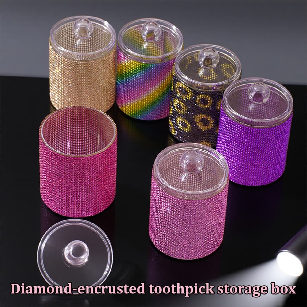 High-looking new toothpick box with diamond toothpick storage box Home creative kitchen refrigerator storage box with lid
