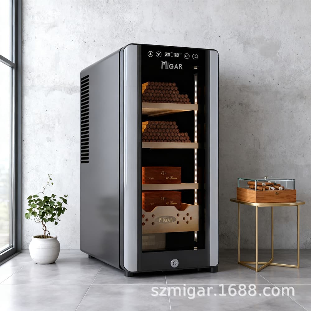 Meiga 100-200 Cigar Cabinet, Intelligent Electronic Temperature Control, Constant Temperature and Humidity, Frost-Free, Cedar Wood Moisturizing Cigar Cabinet