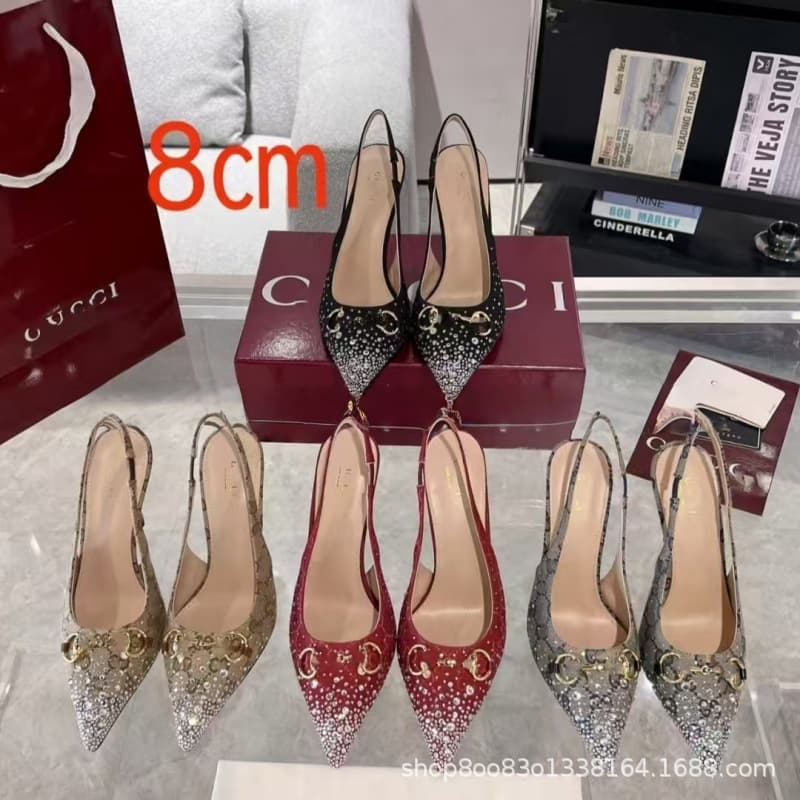 European and American fashion high heels 2025 new double G cloth pointed toe high heel sandals rhinestone letters casual temperament cross-border
