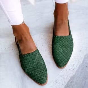In Stock 24H Summer New Women's Sandals Export Women's Flat Shoes - Large Size Pointed Toe Woven Women's Sandals