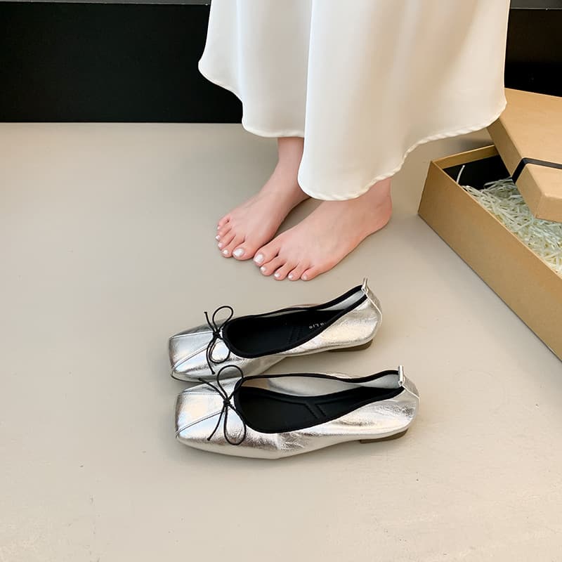 2026 Summer French Bow Ballet Flat Egg Roll Shoes for Women, Soft Sole to Match Dresses, Slip-On Shallow Mouth Single Shoes