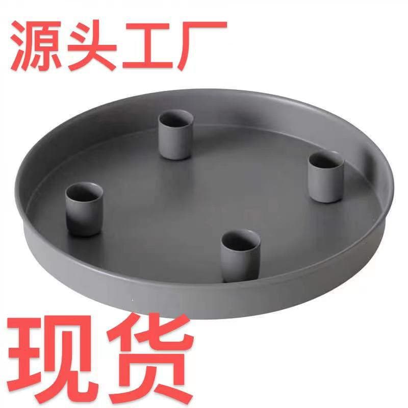 Metal tray with magnetic candle holder, cross-border hot-selling painted process magnetic candlestick, factory direct fast shipping