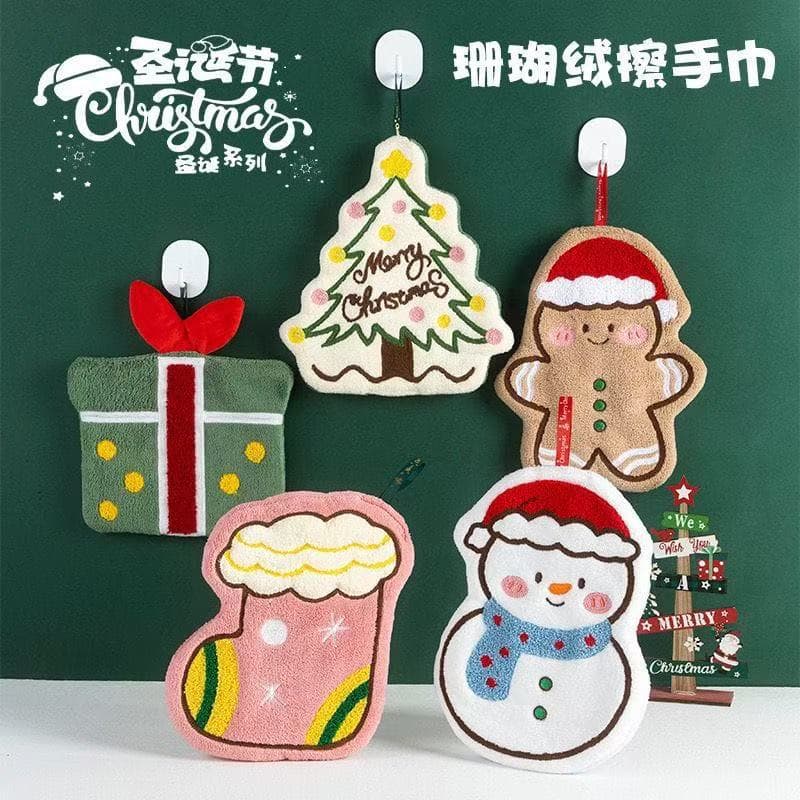 Christmas Hand Towels Hangable New Style - Children's Small Hand Towels, Quick-Dry Coral Fleece Christmas Gifts