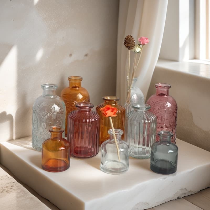 Wholesale Simple Glass Vase, Glass Ribbed Vase, Home Decoration Flower Vase