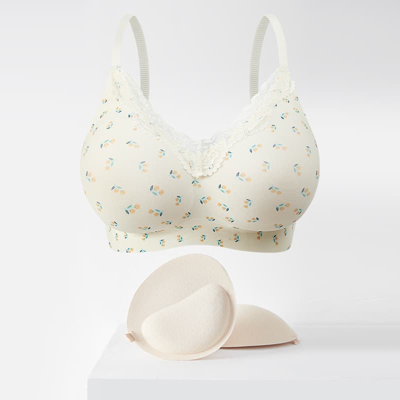Wide Set Comic Bust Small Bust Look Bigger Comfortable Seamless Bra Women Thick Pad Breathable Wire-Free Push Up Bra
