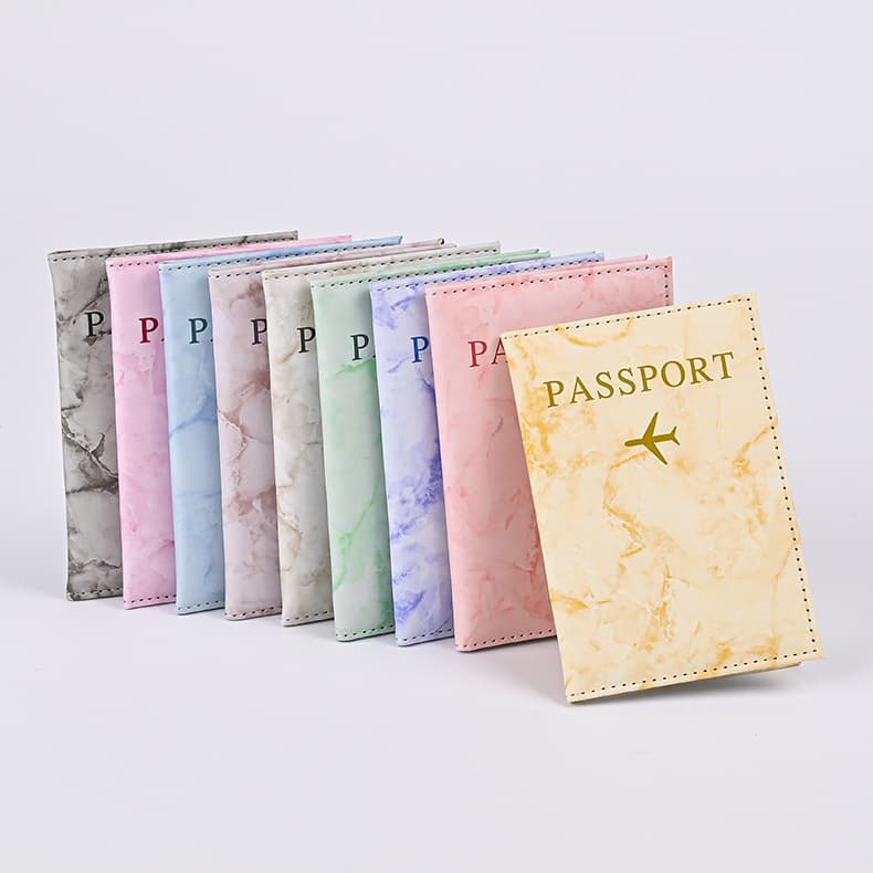 New Hot-Selling Macaron Color Marble Pattern Passport Wallet, Ultra-Thin Document Holder for Men and Women Traveling Abroad