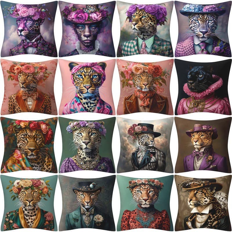 Luxury Palace Leopard Print Cushion Cover Retro Modern Fashion Accent Throw Pillow Case Cross-border Sofa Decorative Pillow Cover