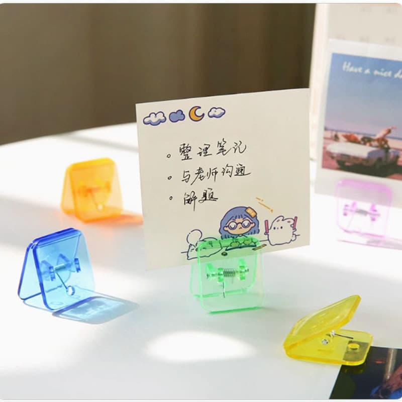 Transparent square clips in candy colors, office document classification folders, ticket clips, book clips, long-tail binder clips