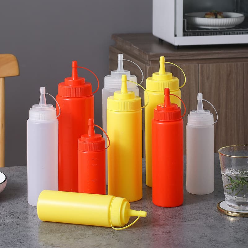 Squeeze Bottle for Salad Dressing, Sauce, Cream, Condiment, Ketchup, Plastic Squeeze Bottle, Jam Bottle