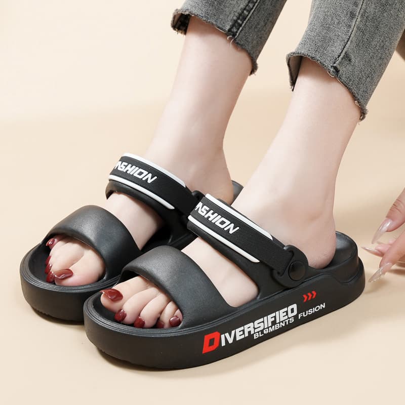 Cross-Border Men's Summer Thick-Soled Height-Increasing Couple Casual Slide Sandals with Cloud-Like Comfort, Two-Way Wear Men's Slippers