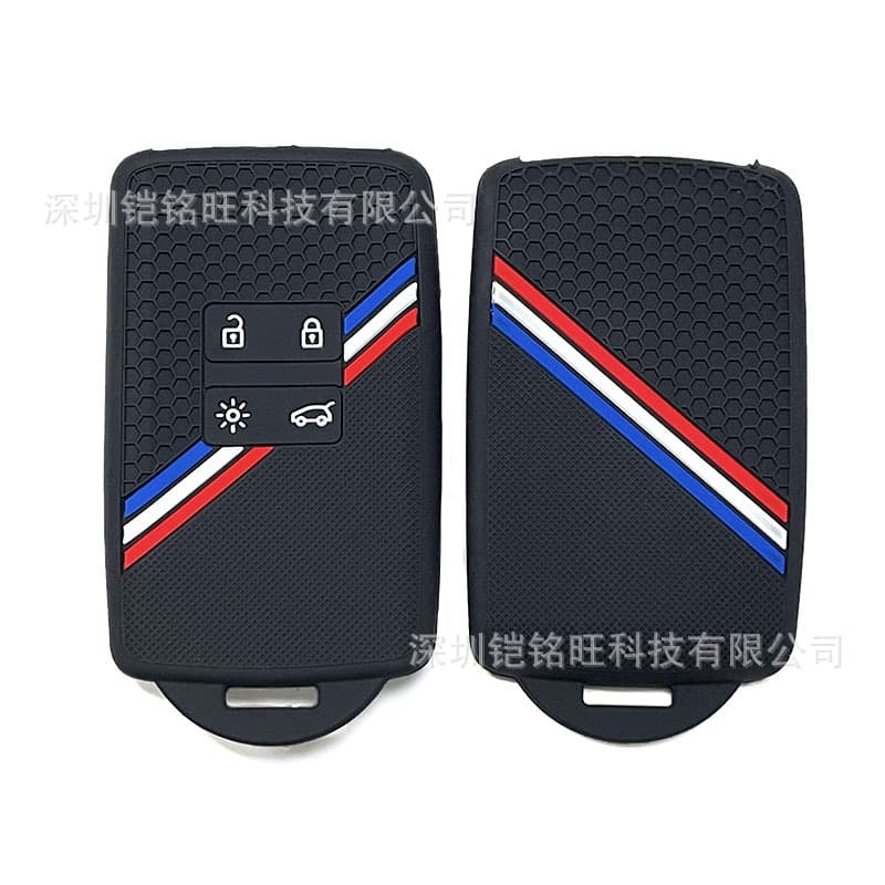 Silicone Key Case for Renault Koleos Tri-Color, Renault Kadjar 4-Button Smart Key Card, 3-Color Honeycomb Key Cover