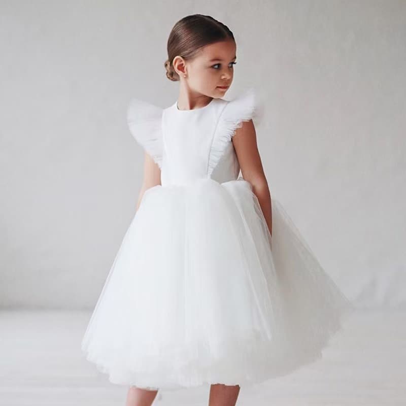 Children's Dress Princess Gown Flower Girl Wedding Mesh Tutu Dress Girl Birthday Dress High-End Light Luxury Niche