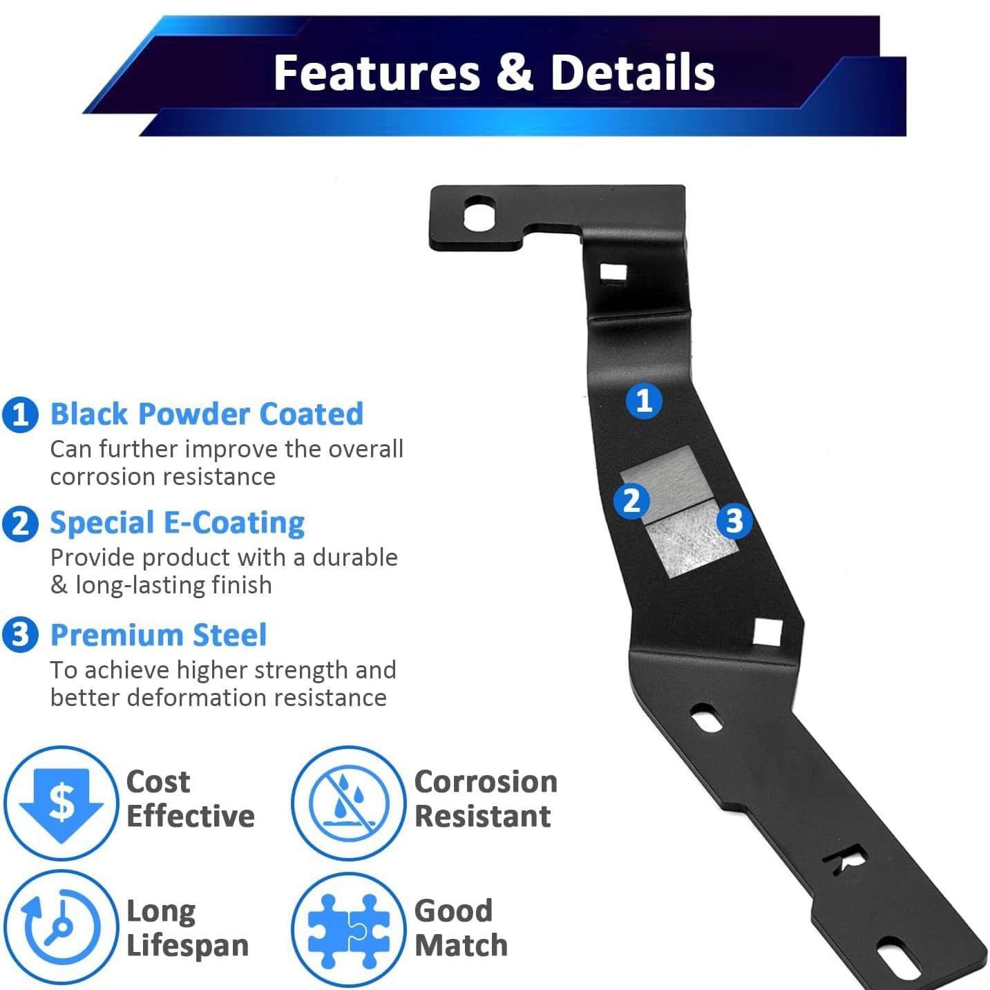 Compatible with 19-24 Dodge Ram 2500/3500 Hood Mount Work Light Ditch Light A-Pillar Bracket