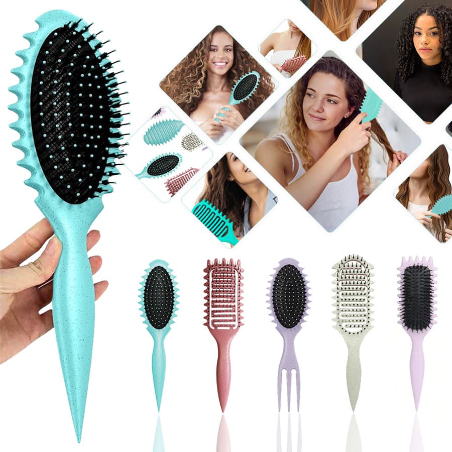 Hot Comb Wholesale Bounce Curl Defining Styling Brush Massage Comb Cushion Comb Curly Hair Comb Cross-Border Comb Factory