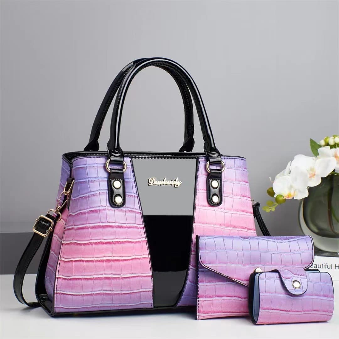 2026 Trending Women's Bag European American Fashion Shoulder Handbag Textured Crocodile Print Contrast Color Large Capacity Patchwork Tote