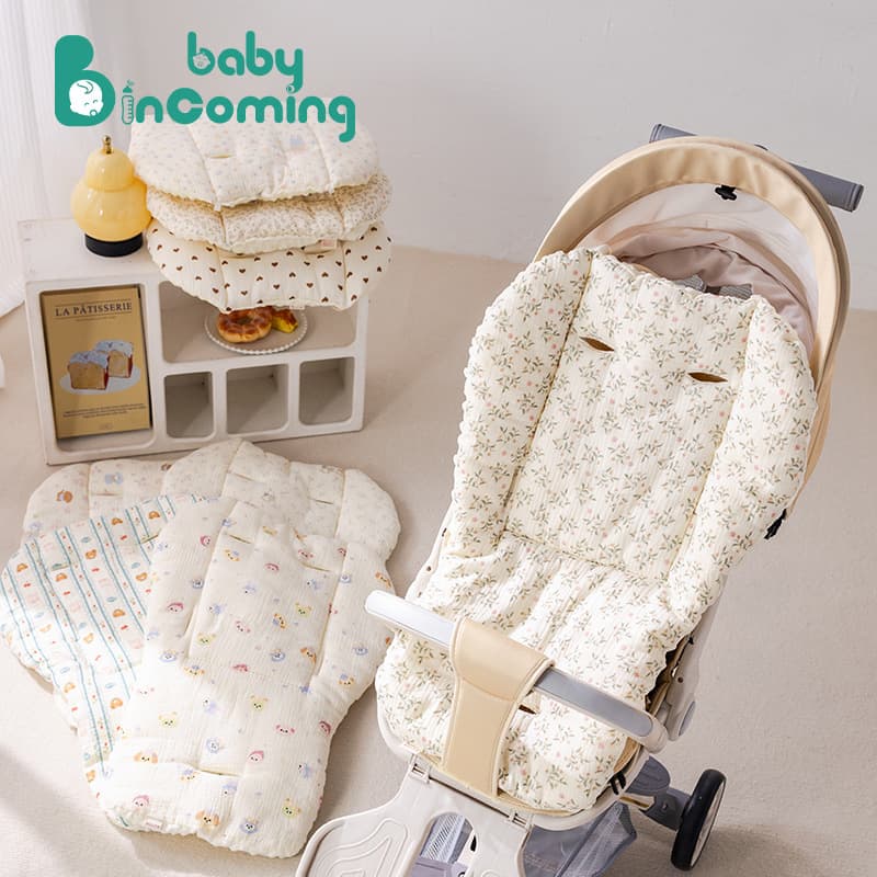 Baby Stroller Pad Autumn/Winter Thickened Gauze Type A Baby Cotton-Padded Bean Fleece Double-Sided Seat Cushion for Strollers