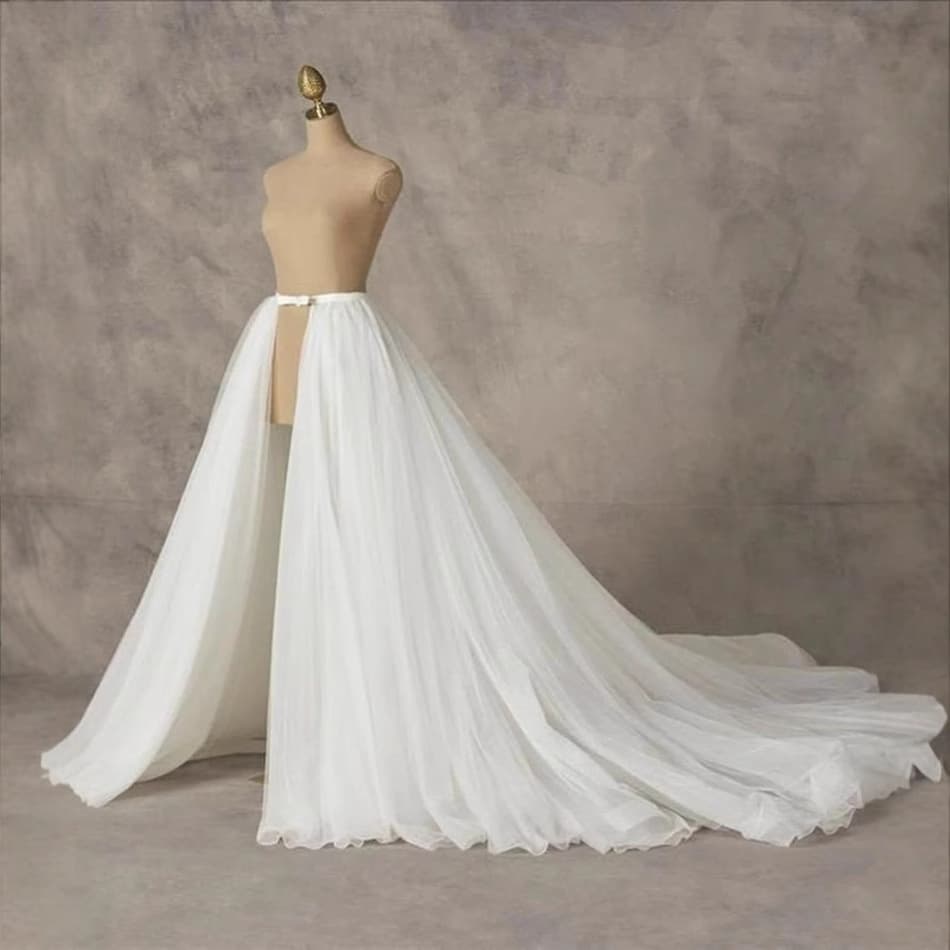Foreign Trade European and American 4-Layer Detachable Half Skirt Wedding Dress Tulle Puffy Skirt Long Train Skirt Runway Dress