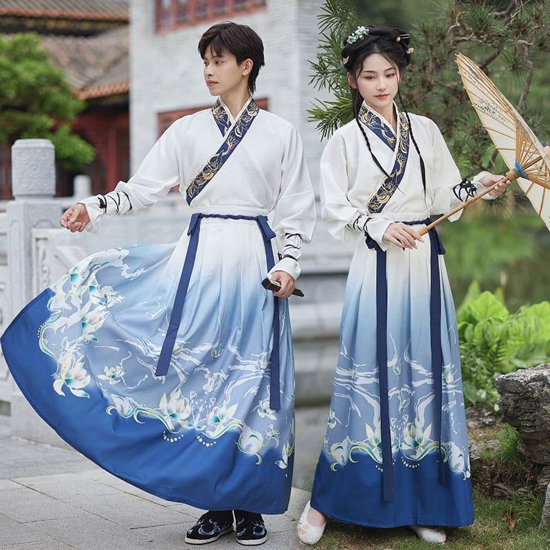 Improved Men's Hanfu, Couple Ancient Chinese Costume, Chinese Swordswoman Style Performance Costume, Ancient Style Men's Clothing, Graduation Class Uniform for Women