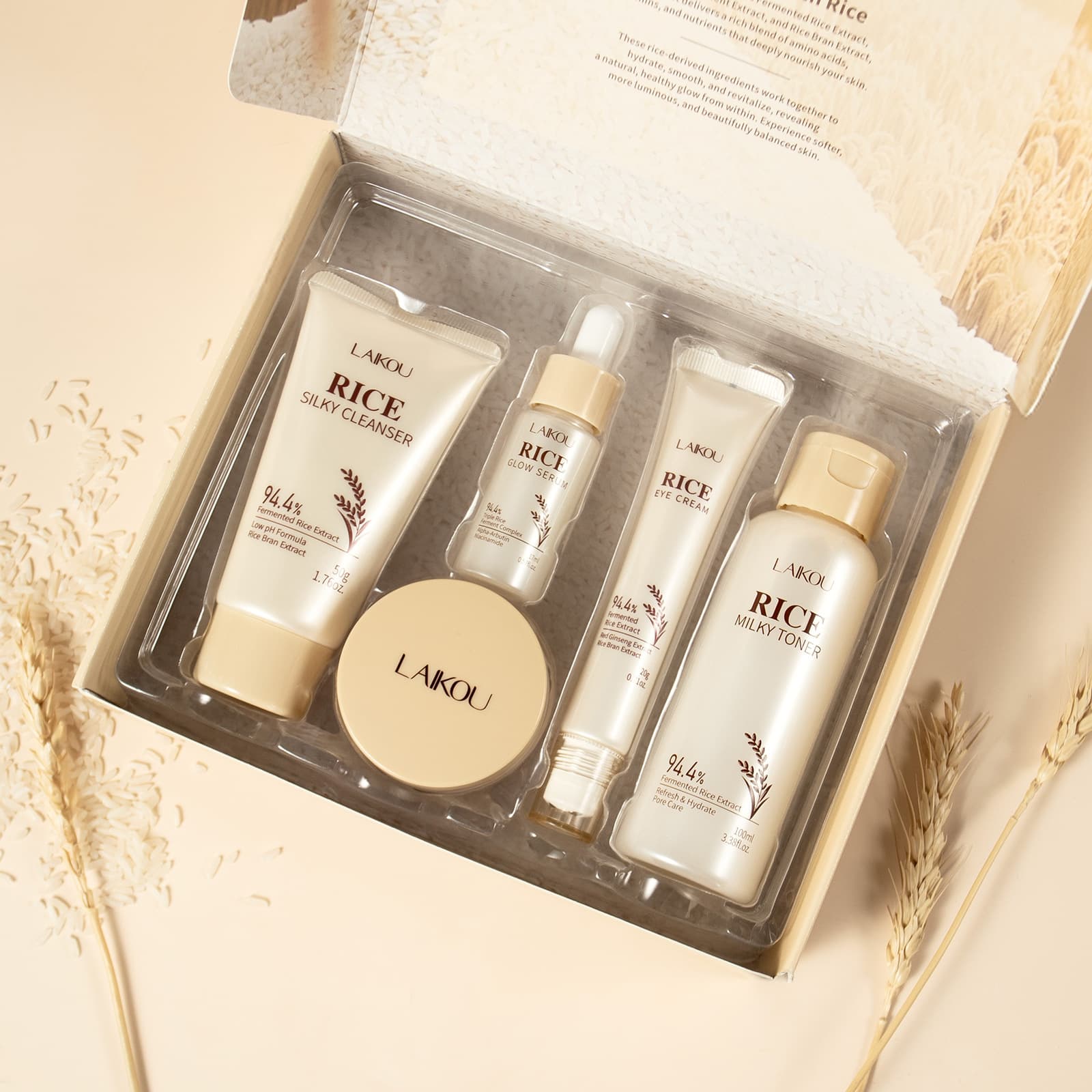 Cross-border New Product Laikou Rice Five-Piece Set Moisturizing Cream Nourishing Plant Extract Facial Skincare SKINCARE SET