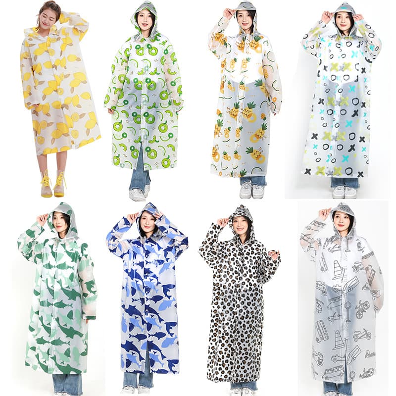 MingJia Adult Camouflage Raincoat EVA Thickened Outdoor Hiking Rain Poncho Unisex Fashionable Green Blue Windproof Rainwear