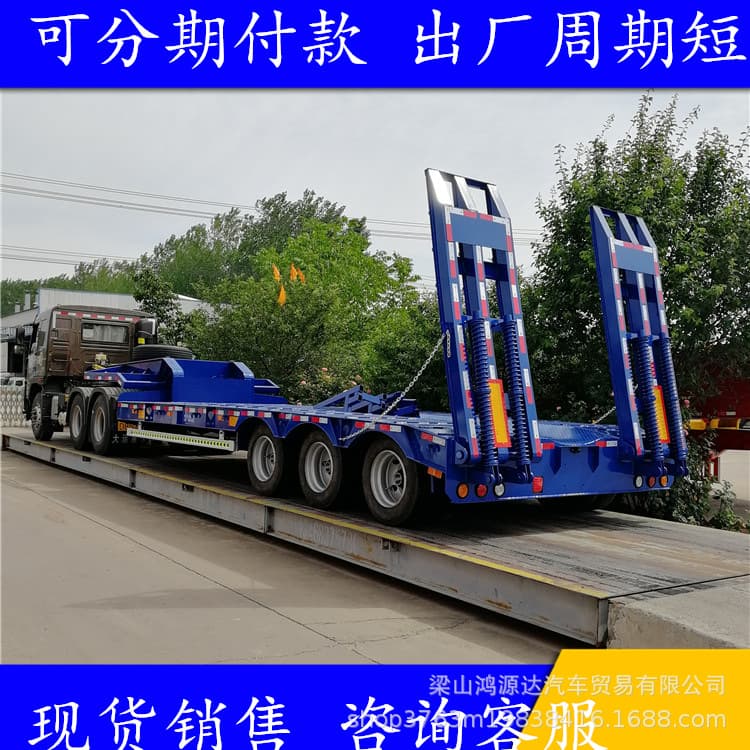 Cross-border export 13-meter hydraulic ladder low flatbed transport vehicle, excavator pallet engineering transport vehicle