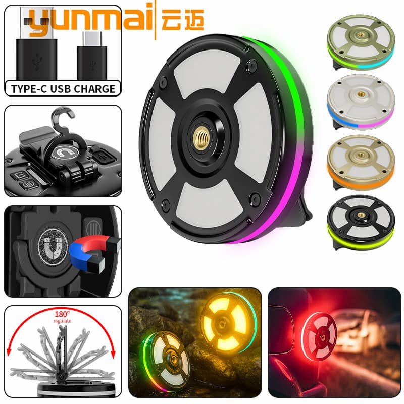 New Cross-Border EDC Multi-Functional Outdoor Camping Light, Multi-Light Source Portable Cap Clip Hook Magnet RGB Ambient Light