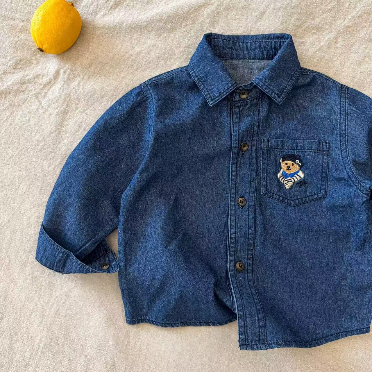 Children's denim shirt 2025 autumn new kids' clothing boys' Korean embroidery casual top baby coat autumn new