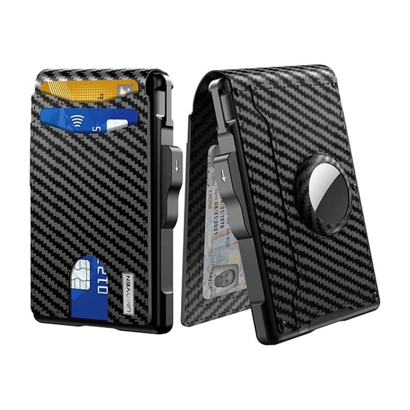 Amazon Bestseller Double-Fold Carbon Fiber Flip Wallet RFID Anti-Theft Fashion Large Capacity Card Holder with Money Clip Card Case