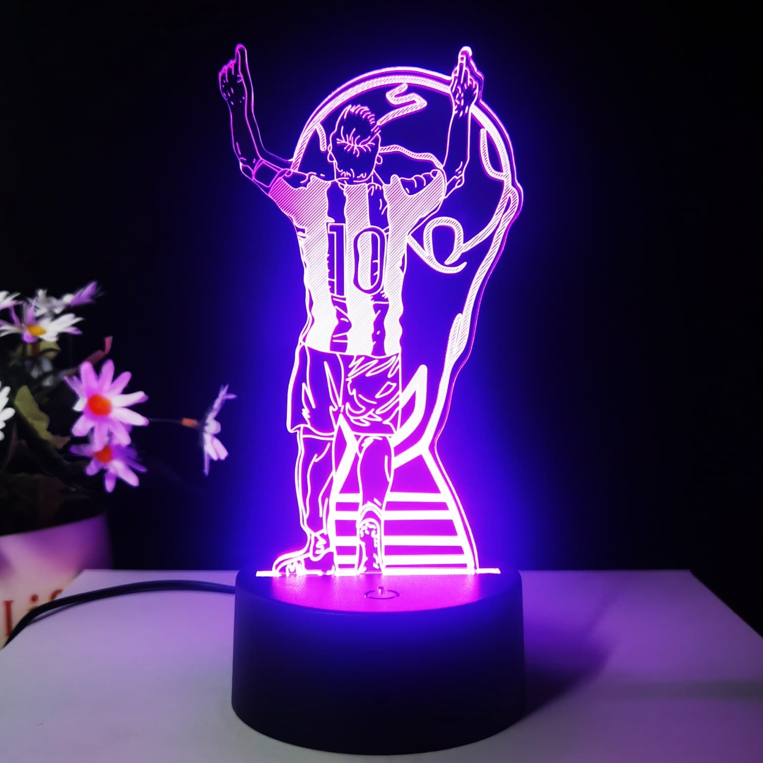 Cross-Border Supply of 3D Night Light Football Star Ronaldo Messi Creative Gift Lamp USB Table Lamp Room Atmosphere Light