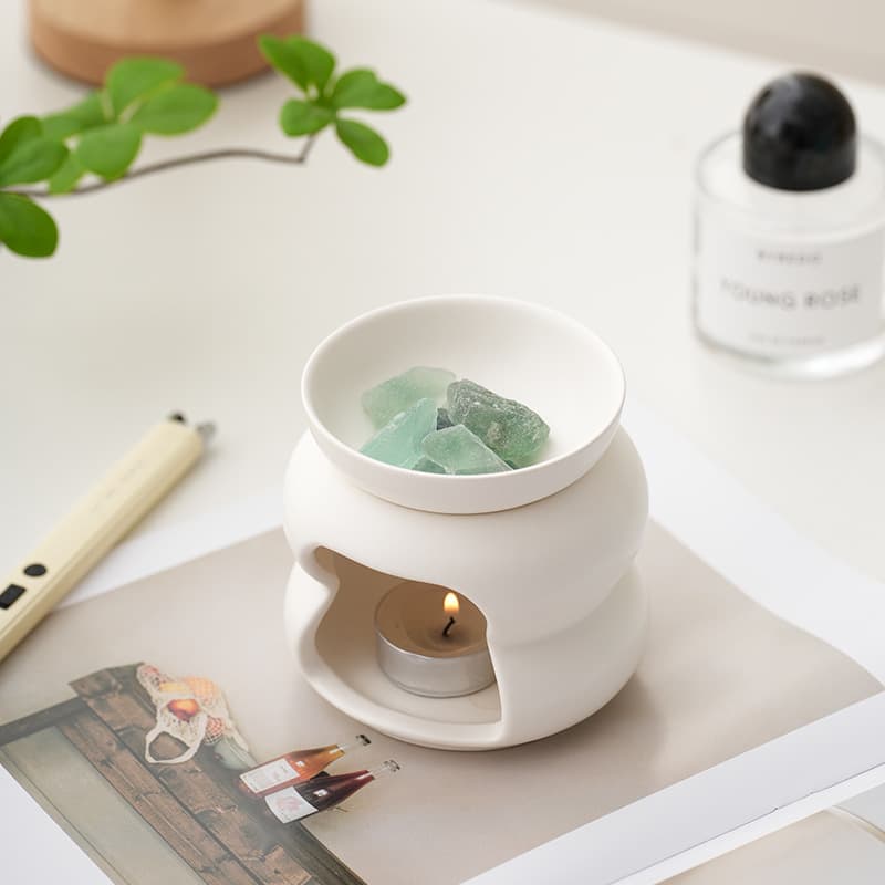 Nordic split ceramic aroma diffuser, multi-functional dry-burn essential oil warmer, tea warmer, and elegant wax melter