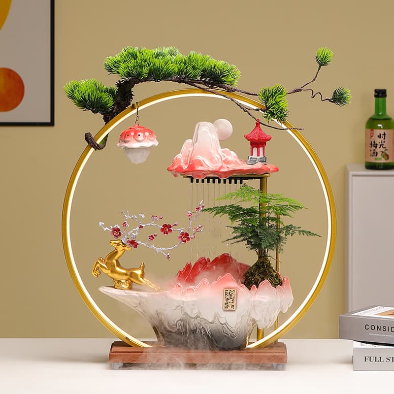 Flowing water brings wealth, attracts wealth, deer ornaments, light luxury creative decoration, living room, office desktop, home moving and new home gifts